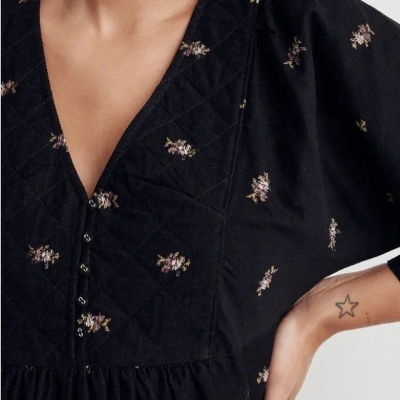 Madewell Corduroy Quilted-Bib Mini Dress in Blurred Ikat XS - Picture 6 of 7